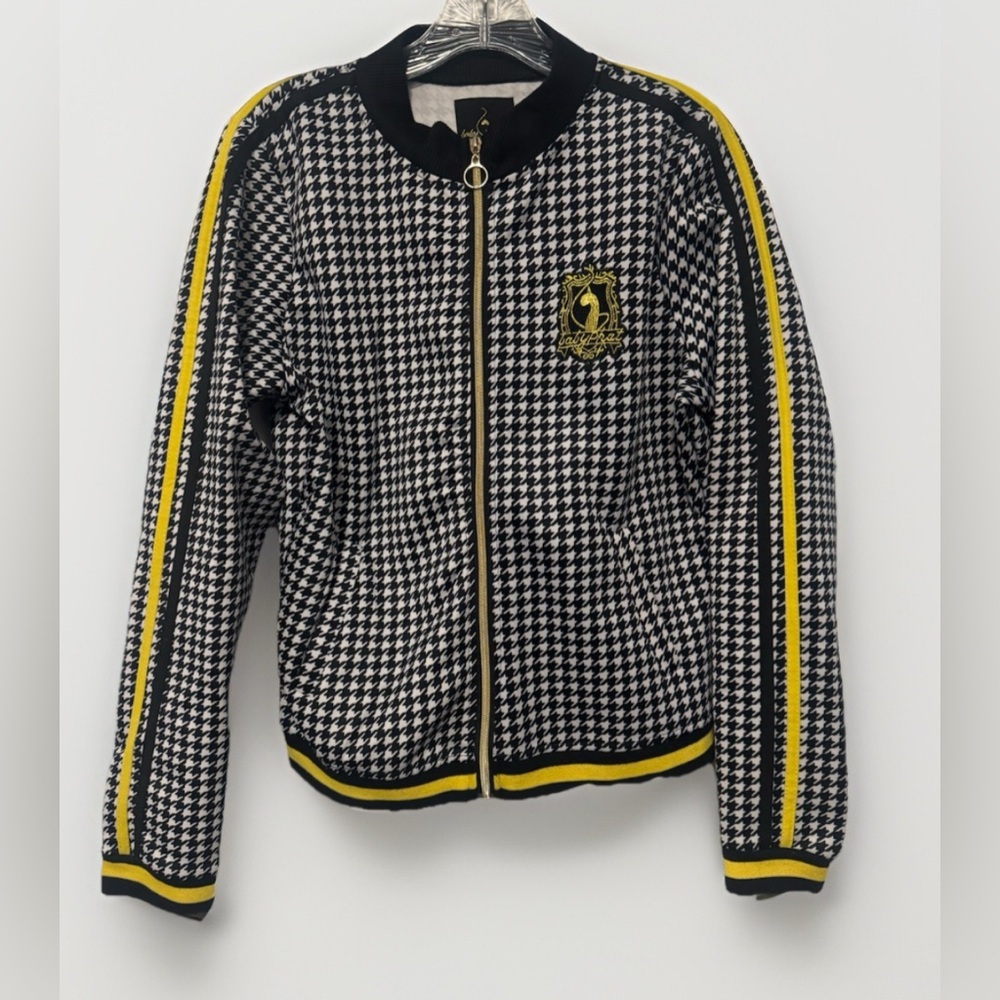 Baby Phat Vintage Y2K Track Jacket Womens XL Houndstooth Striped Full Zip Up